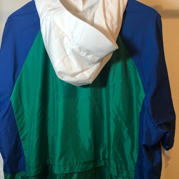New Adidas Mens Blue/Green Hood Windbreaker Jacket - Picture 5 of 8